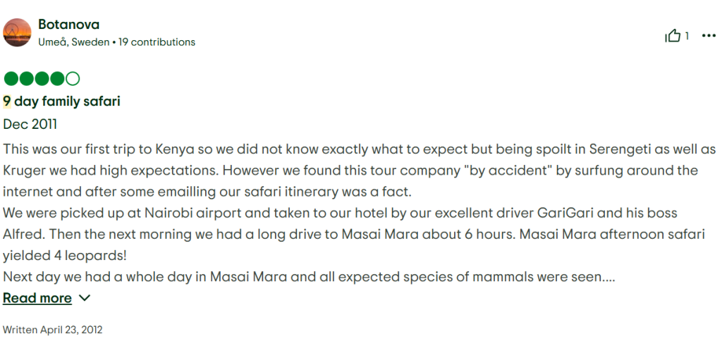 Botanova from sweden tripadvisor review on a 9 days safari with ahotsun safaris