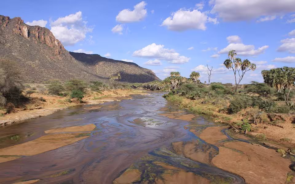 The Ewaso Nyiro River in the dry season. Samburu park