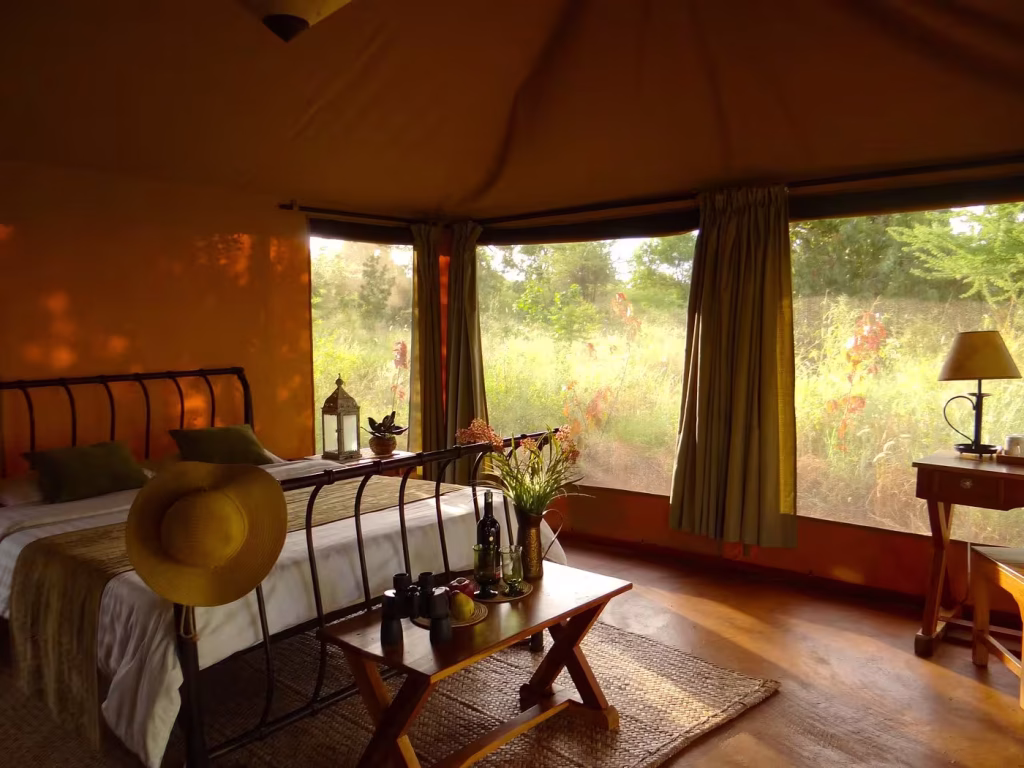 Elevated safari tent with a private veranda at Ikweta Safari Camp, Meru National Park